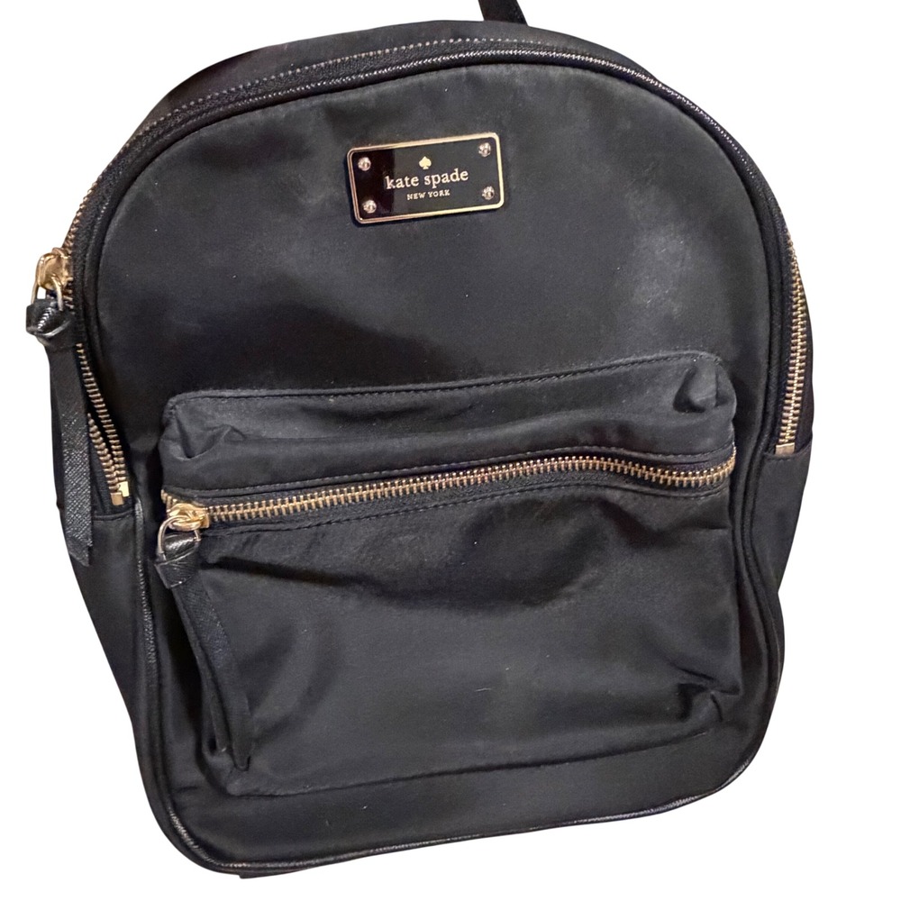 Kate Spade Wilson Road Small Bradley Backpack Black Nylon Gold Hardware WKRU4717